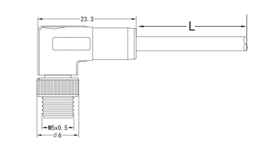 Brief drawing of m5 male molded type connector