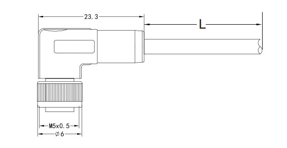 Brief drawing of m5 female right angle molded type connector