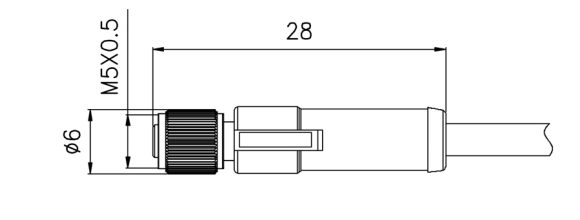 Brief drawing of m5 female molded type connector