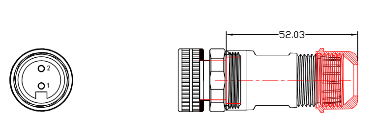 7/8 female field wireable type connector drawing