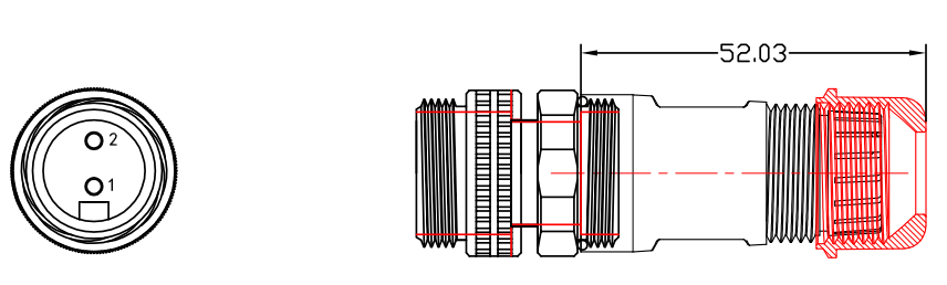 7/8 male field wireable type connector drawing