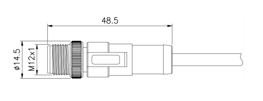 M12 male molded type connector drawing