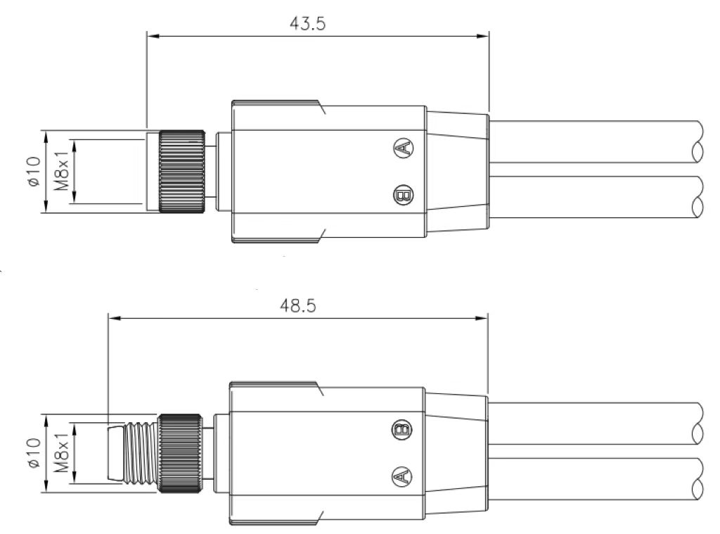 M8 Y type female cable connector drawing