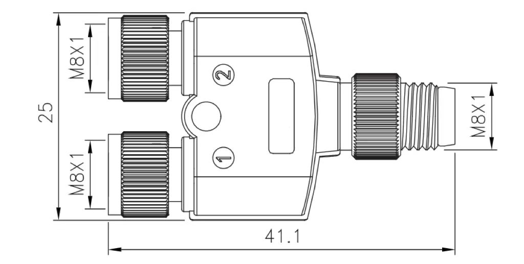 M8 Y type 3 ways connector brief drawing