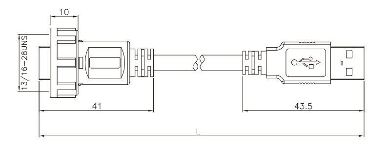 USB male  to male molded cable connector size information: