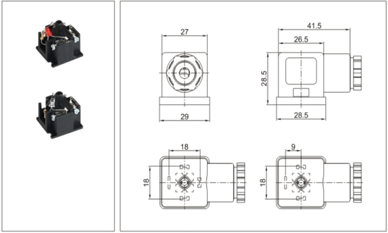 Din 43650 form A LED connector brief drawing