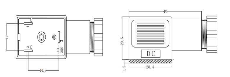 Din 43650 form B connector brief drawing