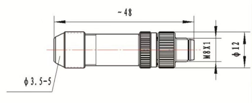 M8 male field wireable type connector drawing