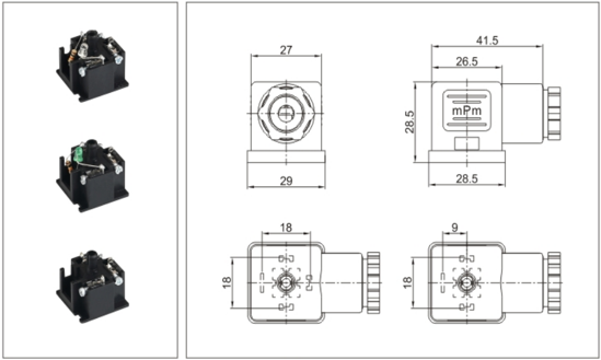 Din 43650 form A connector brief drawing